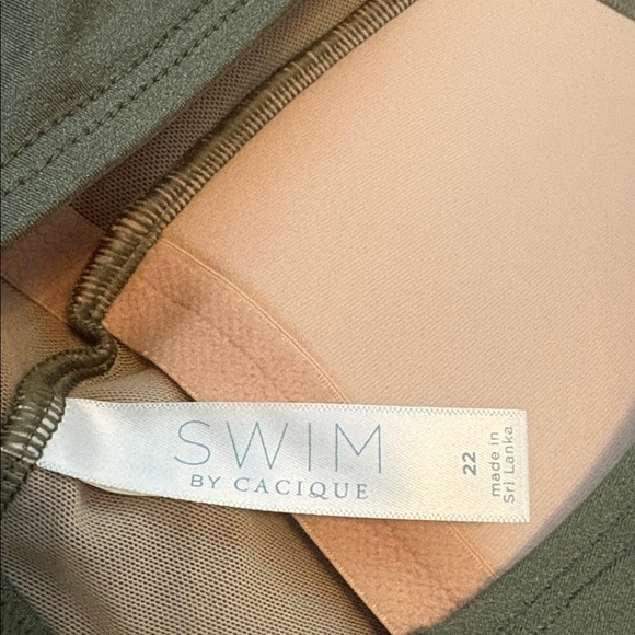 NWT Cacique Swimsuit Lightly Lined No Wire Olive Green Twist Knot One Piece 22 - Picture 6 of 10
